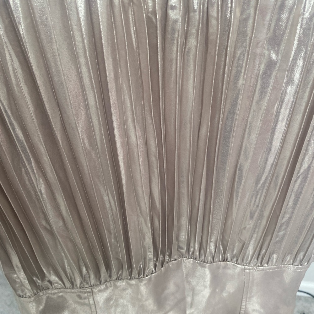 Banana Republic Metallic Taupe Pleated Midi Dress - Picture 3 of 8